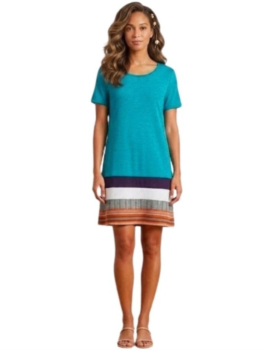 Soulberry Dress Short Sleeve Oversized Teal Size M - Picture 5 of 13
